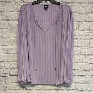 INC International Concepts Lilac Pleated Blouse Size Large